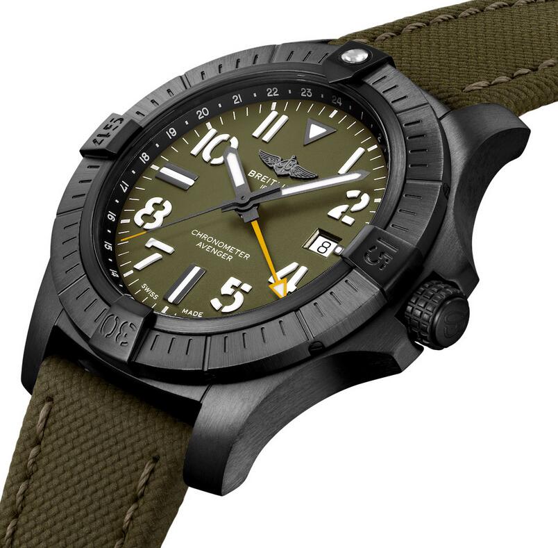 Online fake watches are cool for men with the black DLC coating.