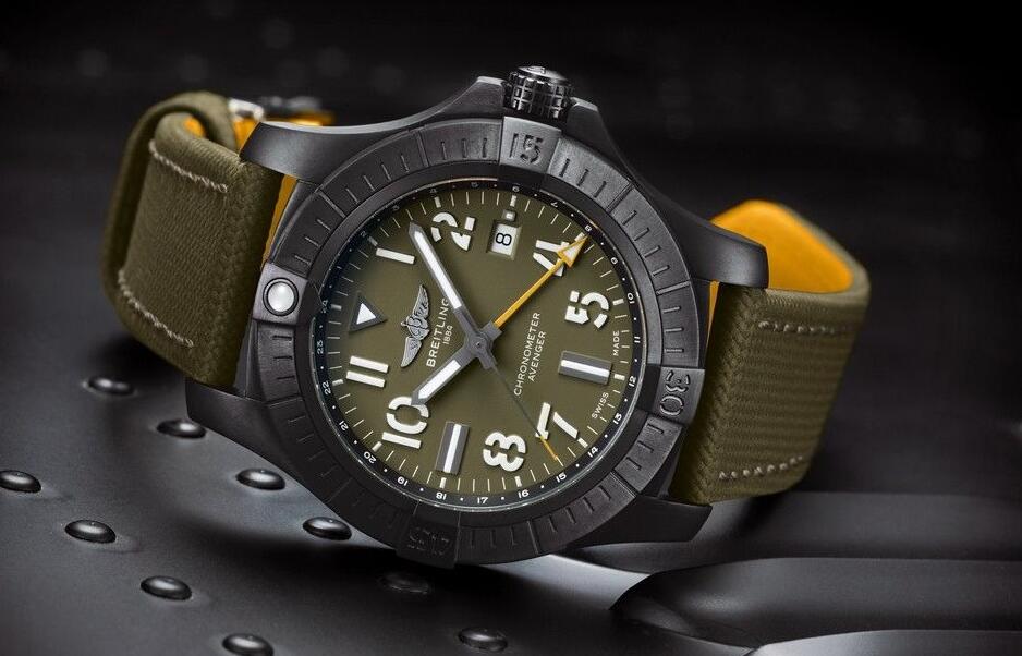 Swiss replica watches are fashionable with khaki green color.